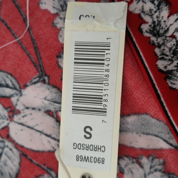 New Max Studio Size Small Red Floral Sleeveless Faux Wrap V-Neck Dress - Picture 12 of 16